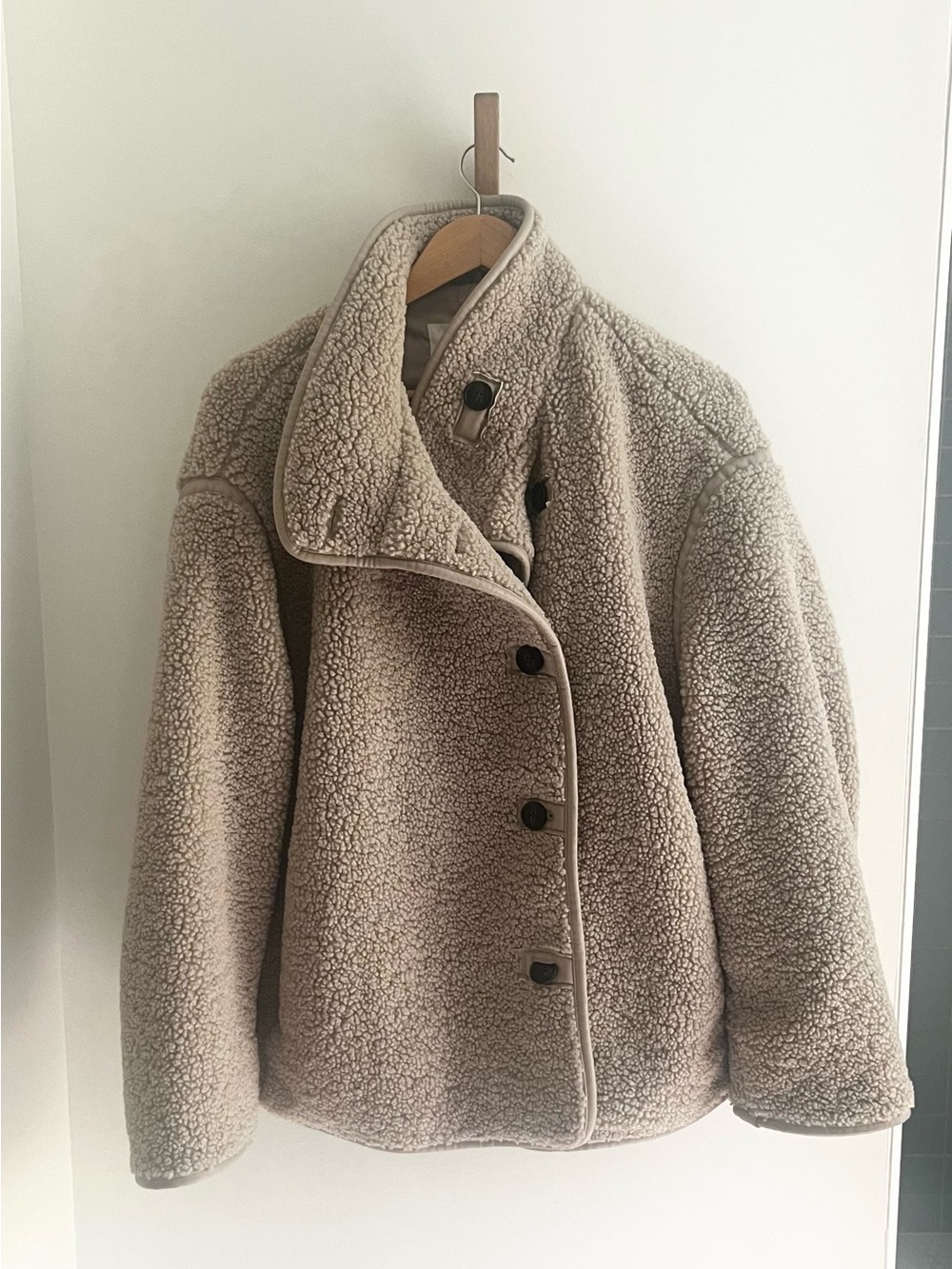 H&M Beige Teddy Sherpa Jacket with Button Front